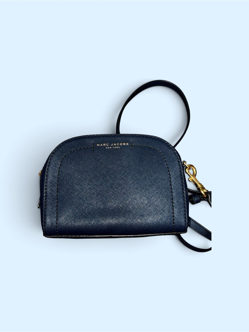 Marc Jacobs Dark Navy Saffiano Leather Crossbody with Gold Hardware